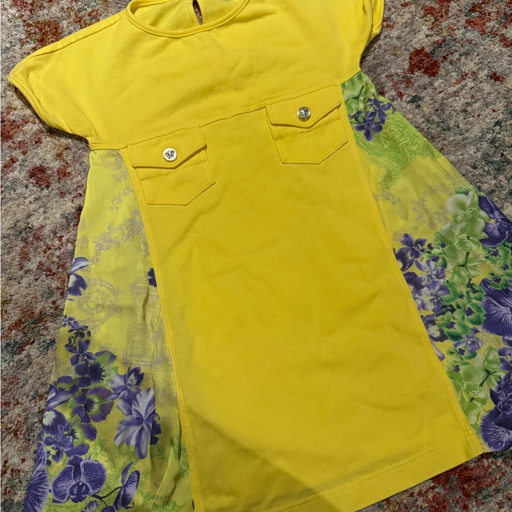 Versace Yellow and Floral Kids Casual Dress